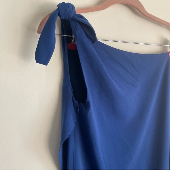 Crosby by Mollie Burch Sasha blue shoulder tie asymmetrical maxi dress Small - Picture 9 of 9